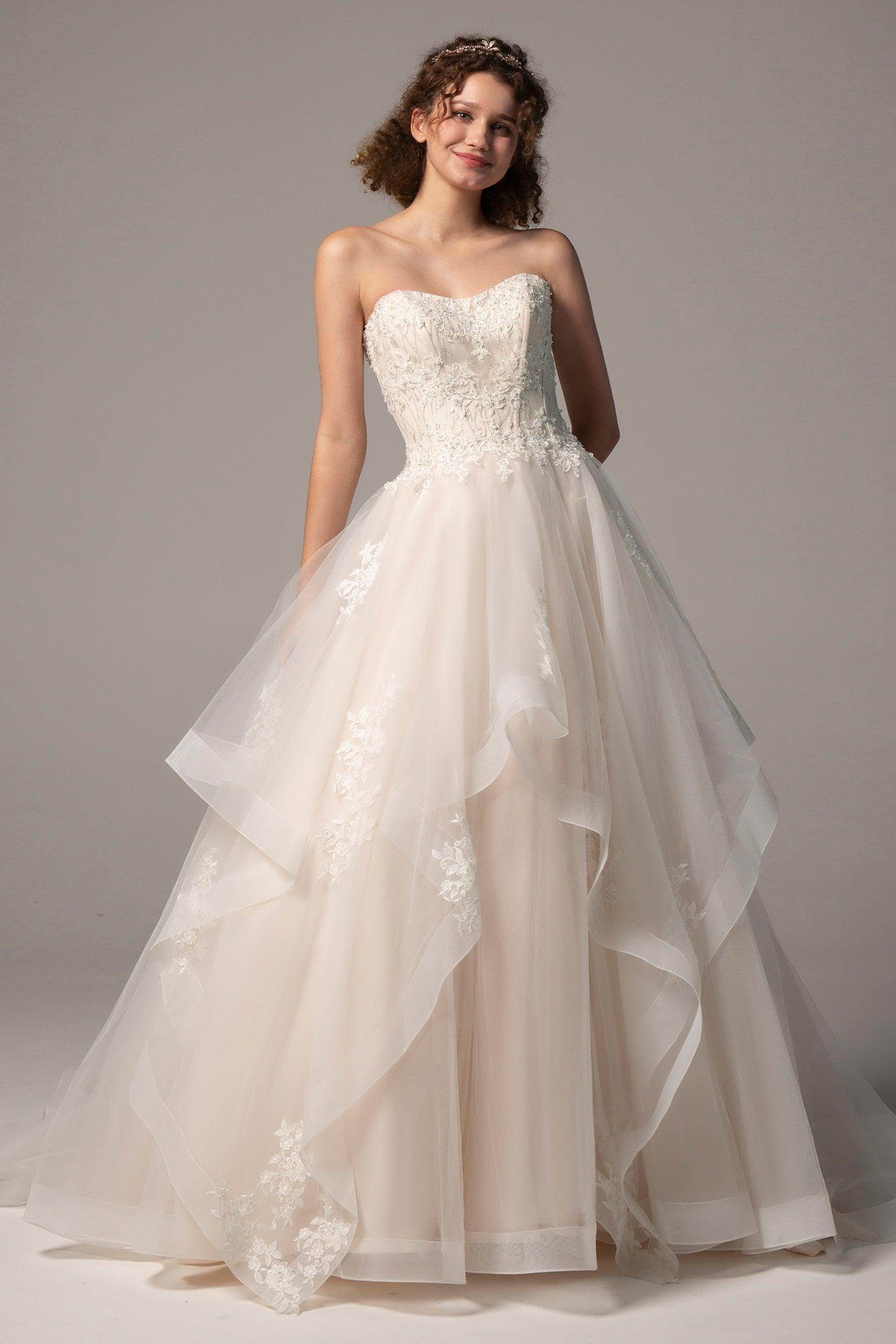 A-Line Court Train Tulle Wedding Dress CW2391 - COCOMELODY